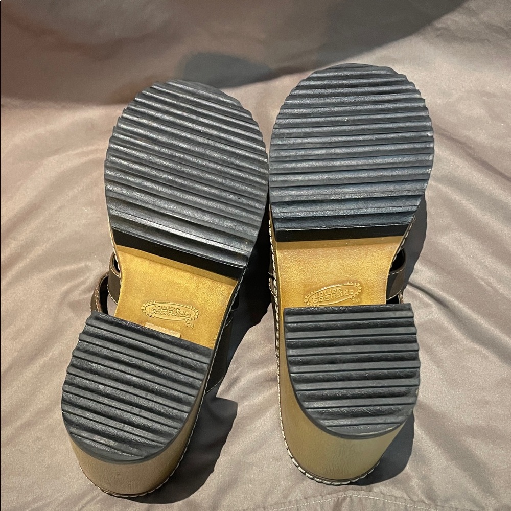Vintage 90's Y2K Lower East Side Brown Chunky Platform Slides Sandals Size 6.5 - Picture 9 of 10